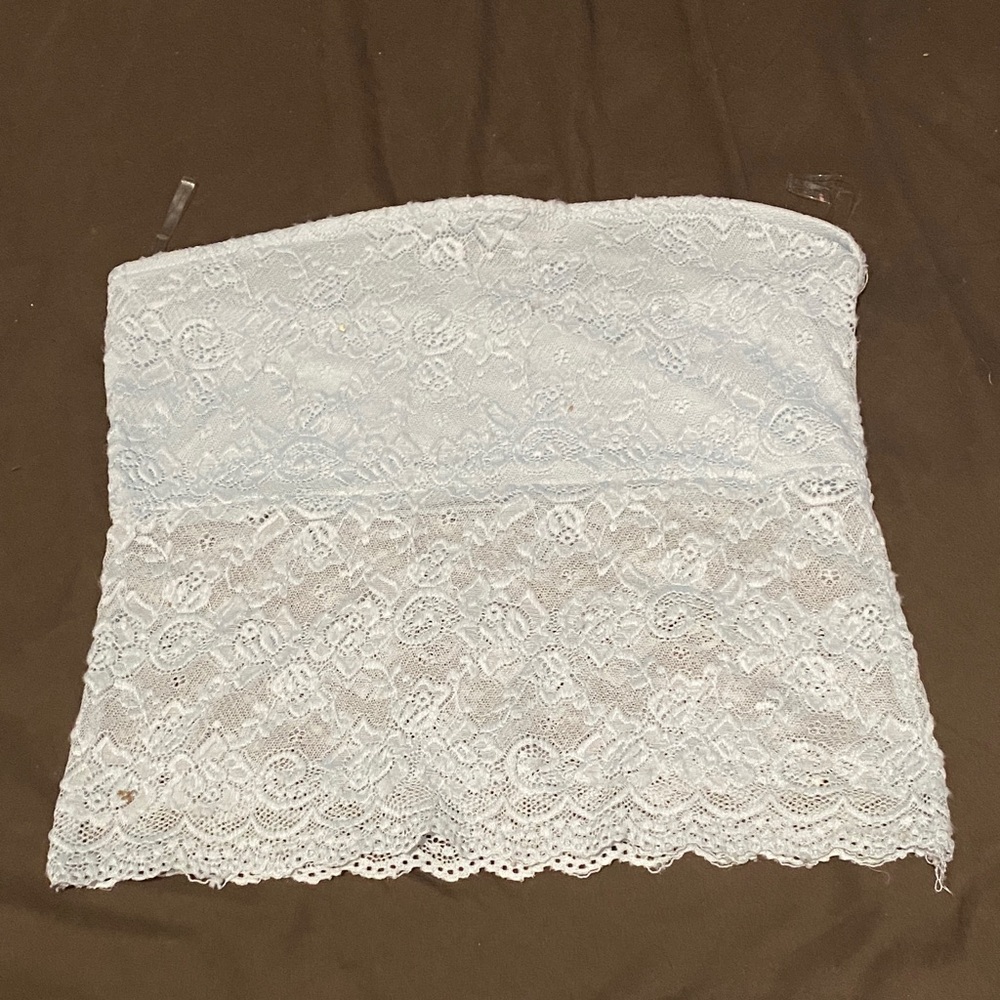 White Lace Strapless Top